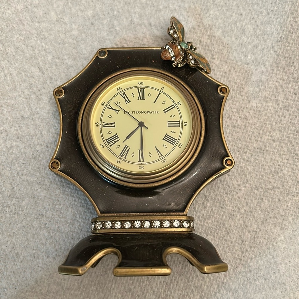 Jay Strongwater Enamel Swarovski Crystal Butterfly Clock